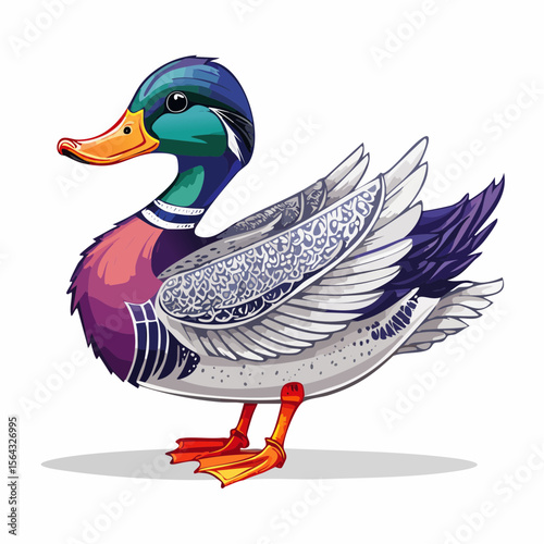 rubber duck drifter with bold outline and textured body detail