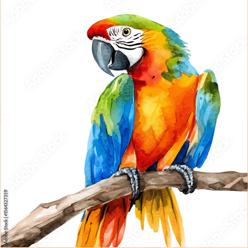 My Watercolor illustration with colorful parrot painting isolated on a white background, illustration, AI painting design, vector set, eps format, My illustration design
