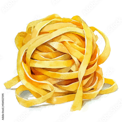 My Watercolor illustration with Fettuccine Pasta painting isolated on a white background, illustration, AI painting design, vector set, eps format, My illustration design