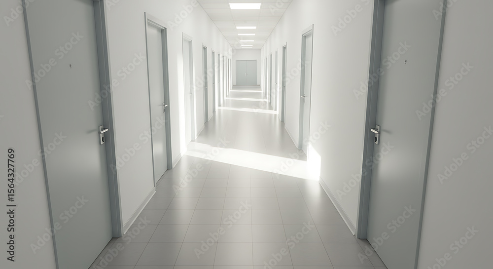 Obraz premium Bright Modern White Hallway Empty Interior Design Perspective