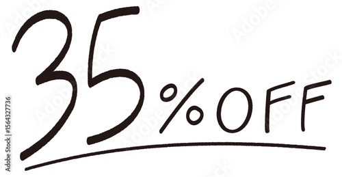 手描きの35%OFFの文字のイラスト