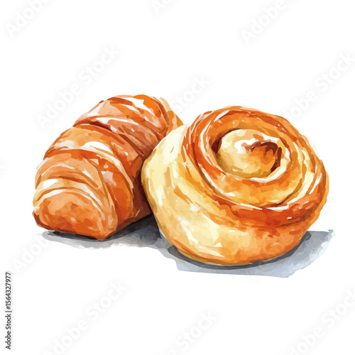 My Watercolor illustration with pastry painting isolated on a white background, illustration, AI painting design, vector set, eps format, My illustration design, eps