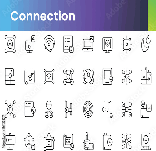 Discover a collection of networking and data icons representing connection, data transfer, and communication for websites and creative projects.