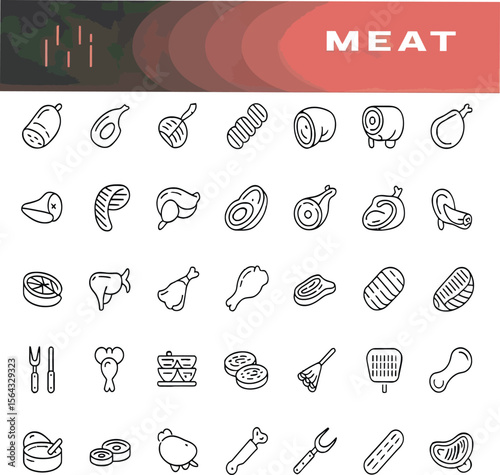 Discover a selection of meat cut icons perfect for butcher shops, cooking resources, or restaurant menus, offering a clean, modern aesthetic for any design need.