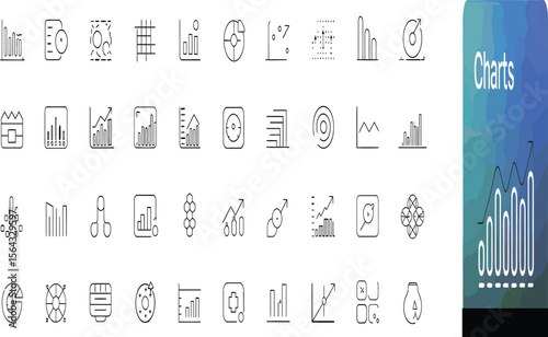 Explore a diverse set of linear chart graphics, perfect for showcasing business data, statistical analysis, and various types of reports with a clean design aesthetic.