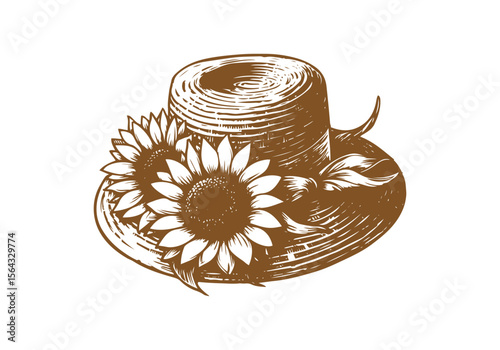 Strawhat hand drawn vector illustration
