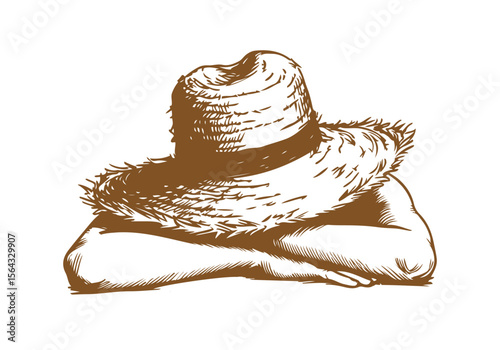 Strawhat hand drawn vector illustration