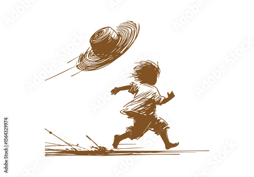 Strawhat hand drawn vector illustration