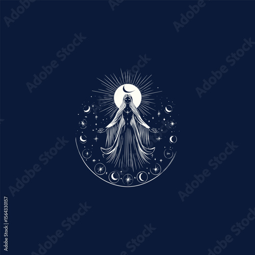 Moon goddess design vector template illustration