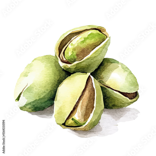 My Watercolor illustration with pistachio painting isolated on a white background, illustration, AI painting design, vector set, eps format, My illustration design