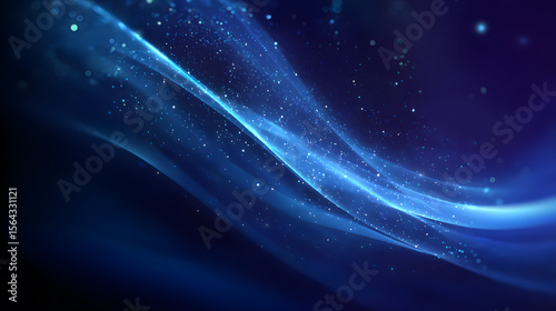 Abstract Flowing Blue Light Streaks on a Dark Background