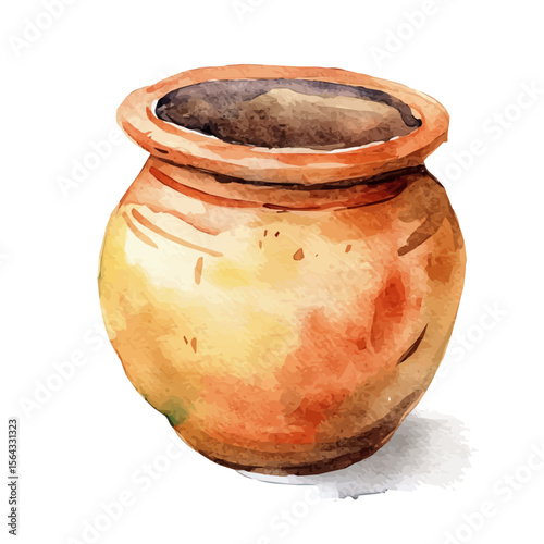 My Watercolor illustration with soil pot painting isolated on a white background, illustration, AI painting design, vector set, eps format, My illustration design. eps vector design