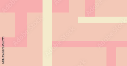 Abstract geometric composition featuring intersecting pink and cream-colored rectangles and squares creating a modern, minimalist design.