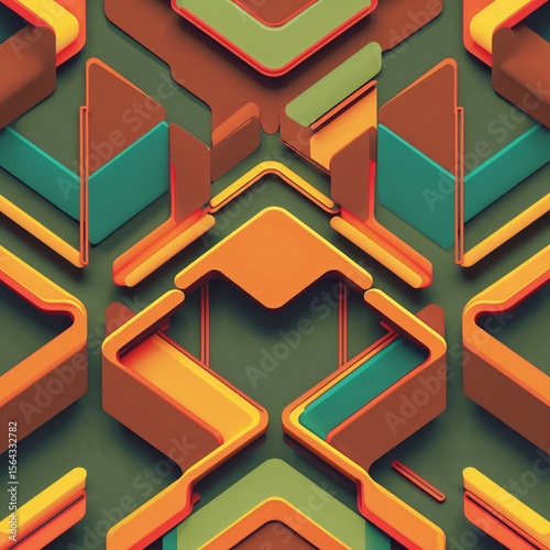 70s Retro Futuristic Geometric Seamless Pattern