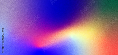 Vibrant abstract gradient with subtle noise effect transitioning through purple blue pink yellow and green hues