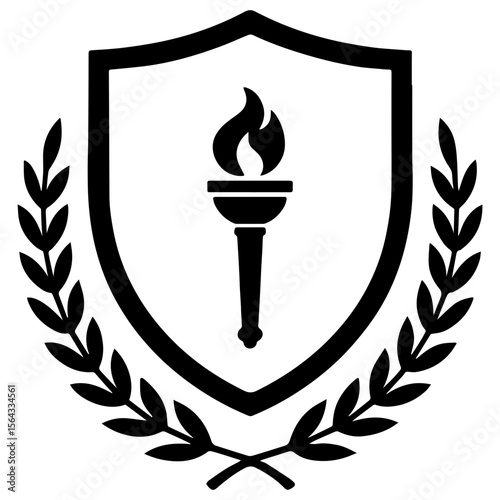 Laurel wreath with torch icon symbolizing victory and award
