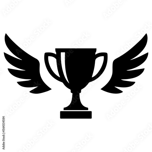 Trophy with eagle wings – victory or award icon
