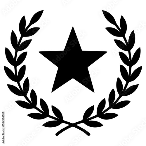 Laurel wreath with star icon symbol of excellence and high rating
