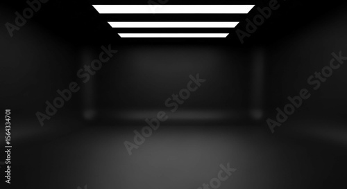 Black Modern Room with Ceiling Lights