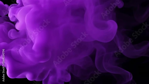 Purple smoke cloud fog dust isolated on black background. Colorful smoke smog misty fog steam explosion special effect. Smoke texture for Compositing, covering, overlay, design elements