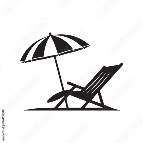 beach chair and umbrella