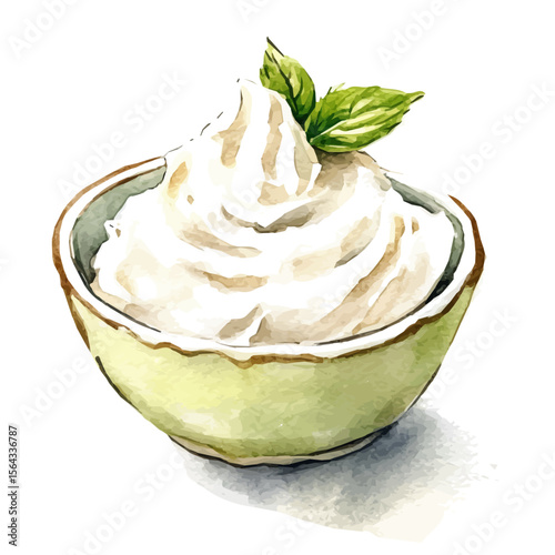 My Watercolor illustration with sour cream painting isolated on a white background, illustration, AI painting design, vector set, eps format, My illustration design