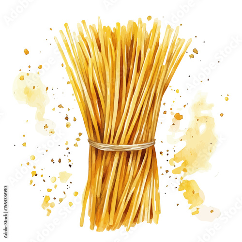 My Watercolor illustration with spaghetti painting isolated on a white background, illustration, AI painting design, vector set, eps format, My illustration design