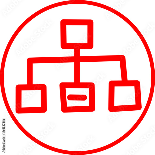 sitemap red line icon inside circle. Red line icon with UI UX PRODUCTIVITY theme inside circle