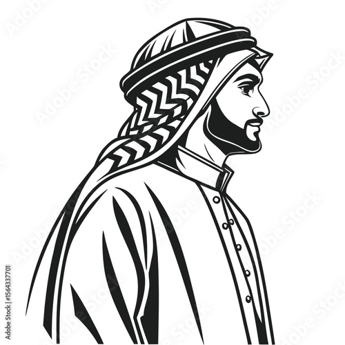 UAE Man Profile: Traditional Emirati Clothing Illustration