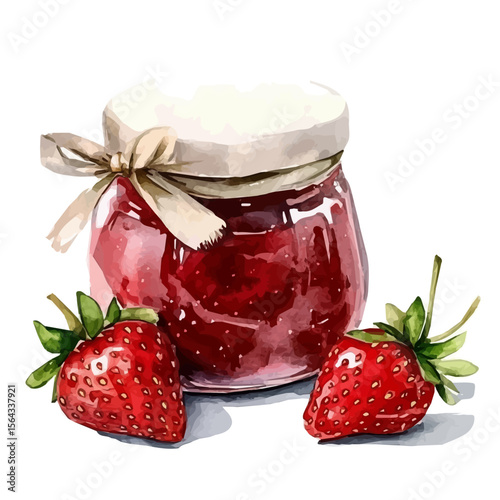 My Watercolor illustration with strawberry jam painting isolated on a white background, illustration, AI painting design, vector set, eps format, My illustration design