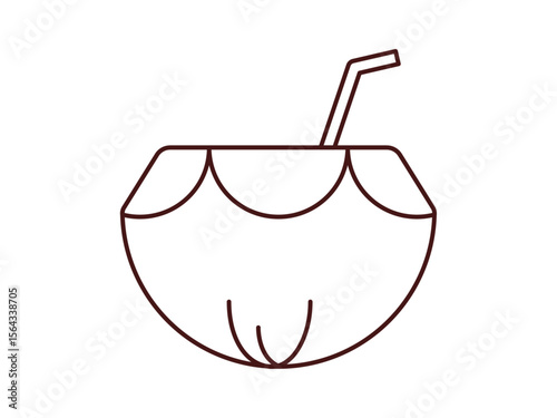 Coconut water icon. Beverages outline icon. Simple drink or beverages vector illustration in modern thin line style.