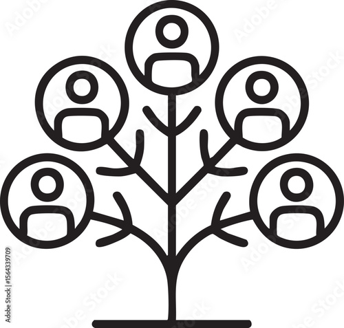 Family Tree Icon With Connected People Representing Genealogy Relationship Network Community Ancestry Organization And Lineage Structure

