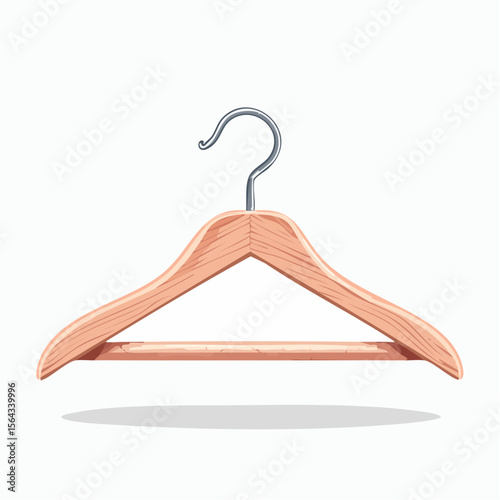 A single wooden clothes hanger isolated against a white background.
