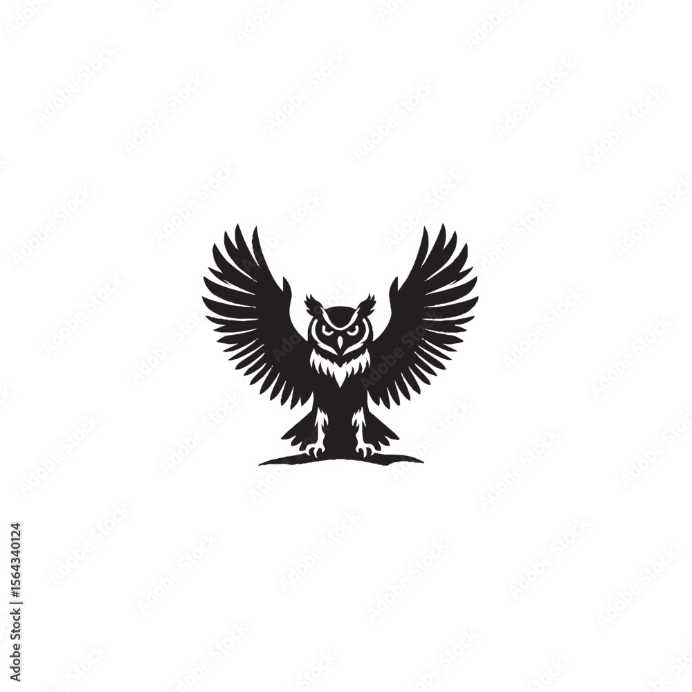 Obraz premium Majestic Owl with Spread Wings Silhouette – Wisdom, Flight & Nocturnal Power