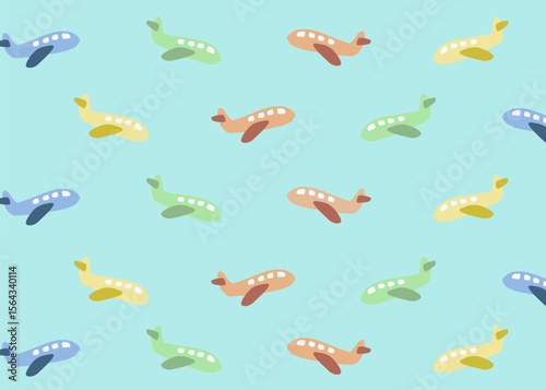 A plane hand drawn illustration with blue background. Decoration illustration, hand drawn print ads, kids wear business, textile