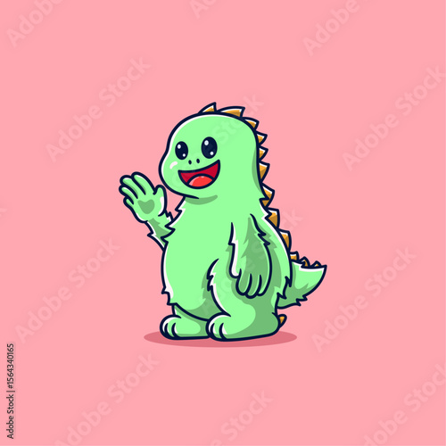 cute green monster trex dinosaur cartoon
