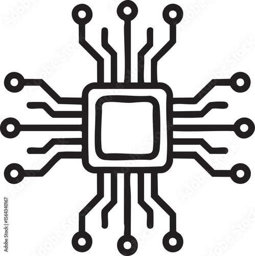 Microchip Circuit Icon Representing Modern Technology Digital Processor Electronic Hardware Computing System And Innovation Concept


