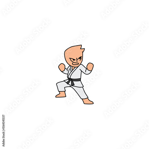 An icon of a cartoon character in a white gi with a black belt, raising their knee for a strike, indicating close-quarters combat.