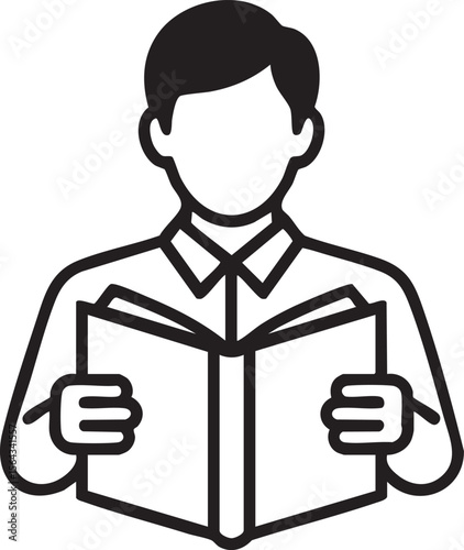 Man Reading Book Icon Representing Education Knowledge Study Learning Student Literacy Focus Self Improvement Academic Concept

