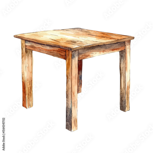 My Watercolor illustration with wooden table painting isolated on a white background, illustration, AI painting design, vector set, eps format, My illustration design