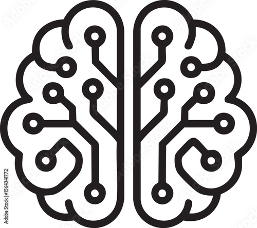 Digital Brain Circuit Icon Representing Artificial Intelligence Neural Network Machine Learning Technology Mind Innovation Concept


