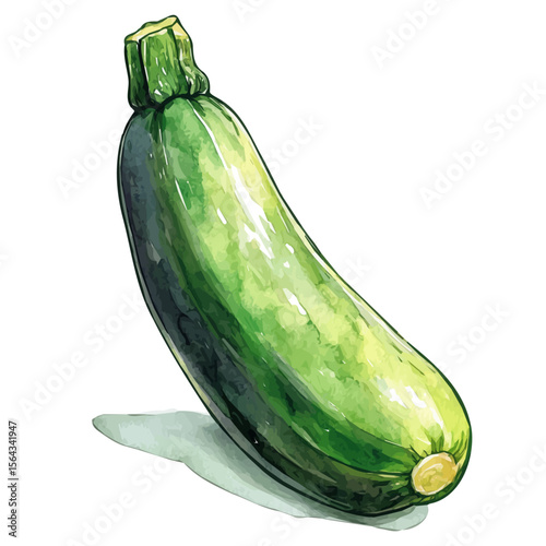 My Watercolor illustration with zucchini painting isolated on a white background, illustration, AI painting design, vector set, eps format, My illustration design