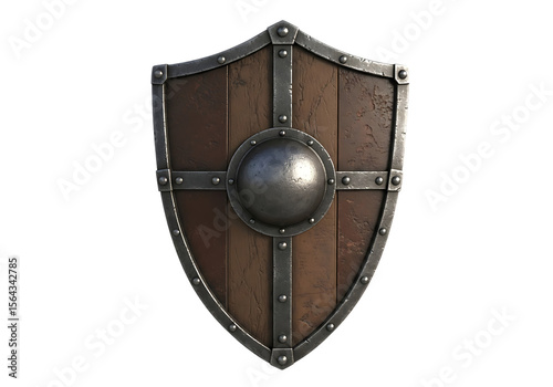 Medieval Wooden Shield with Metal Boss medieval shield