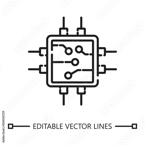 Microcontroller linear icon. Microcontroller line animation illustrating a dynamic foosball table, great for tech presentations, educational videos, and engineering projects.