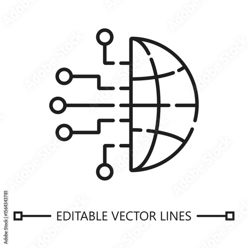 Global network linear icon. 