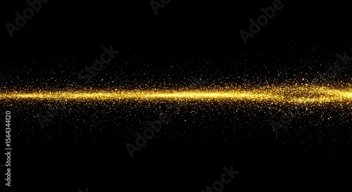 Gold particles trail on black background