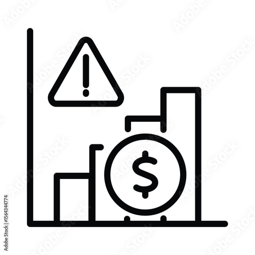 Declining dollar graph and warning sign suitable for financial news articles, economic blogs, investment presentations, and stock market reports.