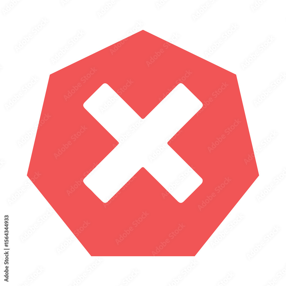 Obraz premium Red octagon shape with a white cross symbol isolated on transparent background