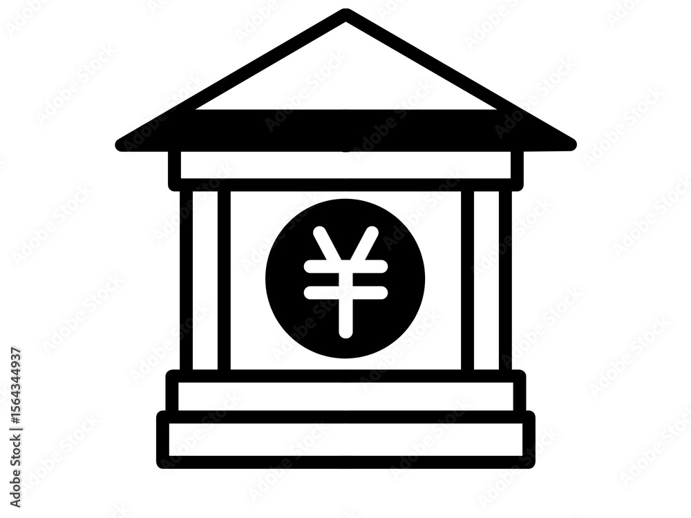 Obraz premium シンプル銀行アイコン（黒）