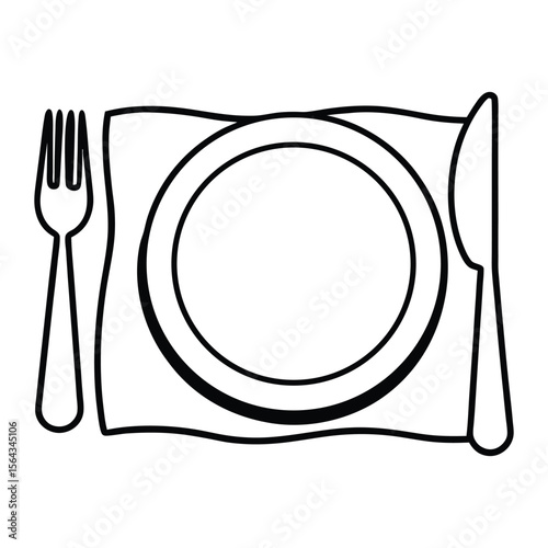 plate and cutlery  vector illustration